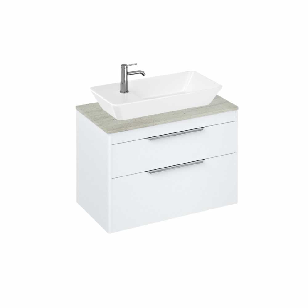 Shoreditch 85cm double drawer Matt White with Concrete Haze Worktop and Yacht Countertop Basin